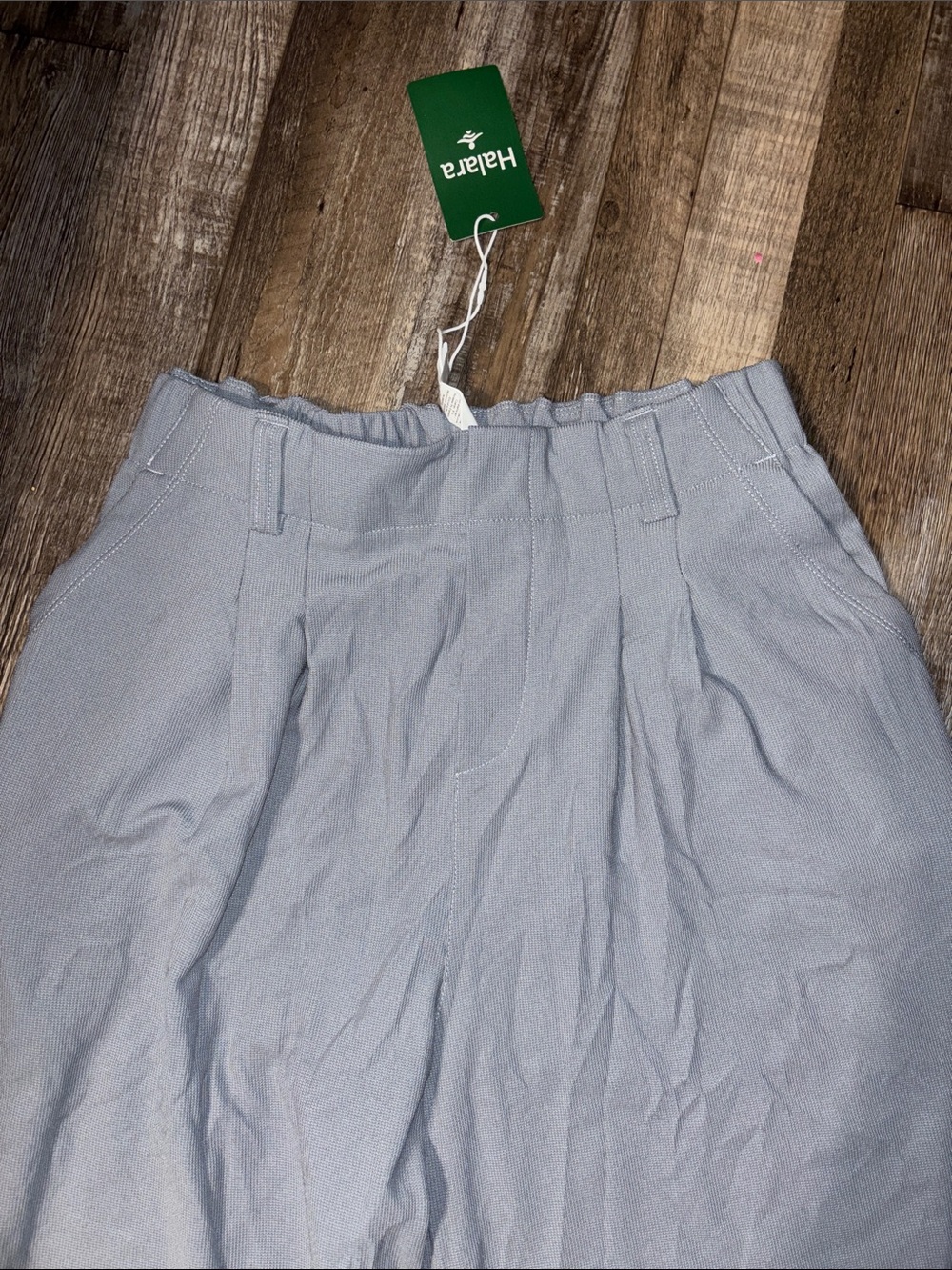 HALARA Light Gray Wide-Leg waffle Pants - Picture 3 of 4